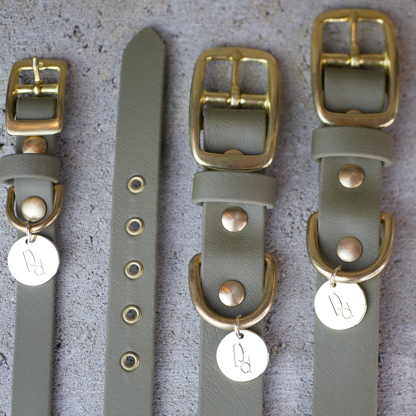 Halsband grössenverstellbar Khaki mit Tuch