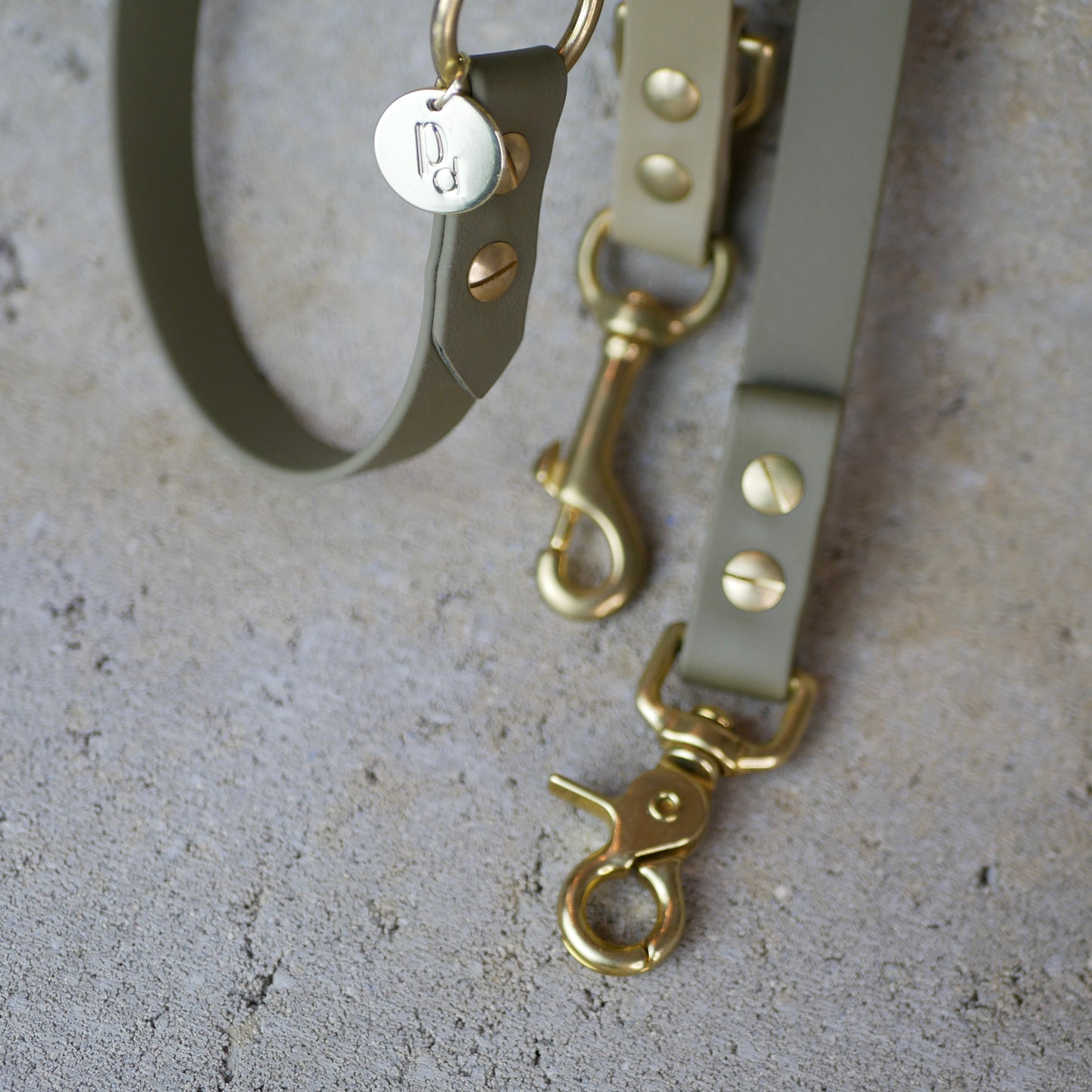 Leine Biothane / grössenverstellbar Beige/Khaki