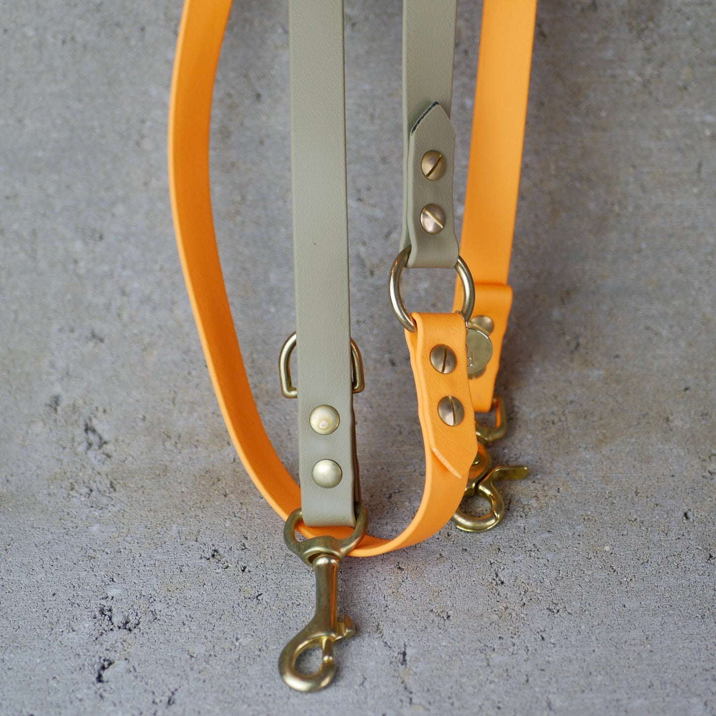 Leine Biothane / grössenverstellbar Beige/Orange