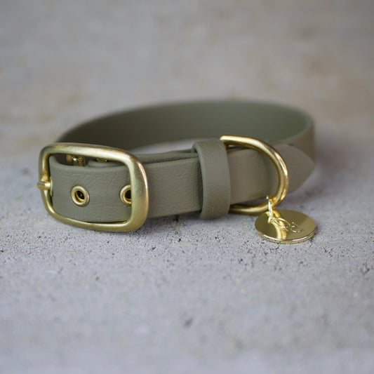 Halsband grössenverstellbar Khaki mit Tuch